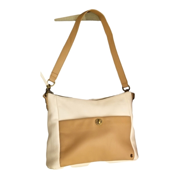 Elliott Lucca Handbags - Elliott Lucca Cream and Tan Leather Hobo Bag Size Large